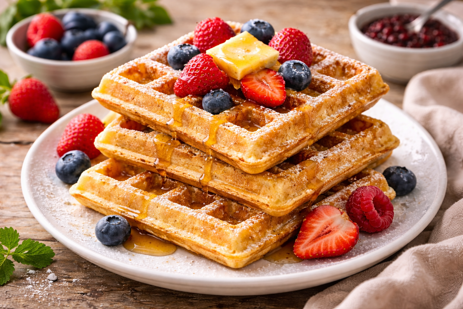 Močiutės vafliai: traškūs ir minkšti vienu metu – pusryčiai, dėl kurių verta keltis