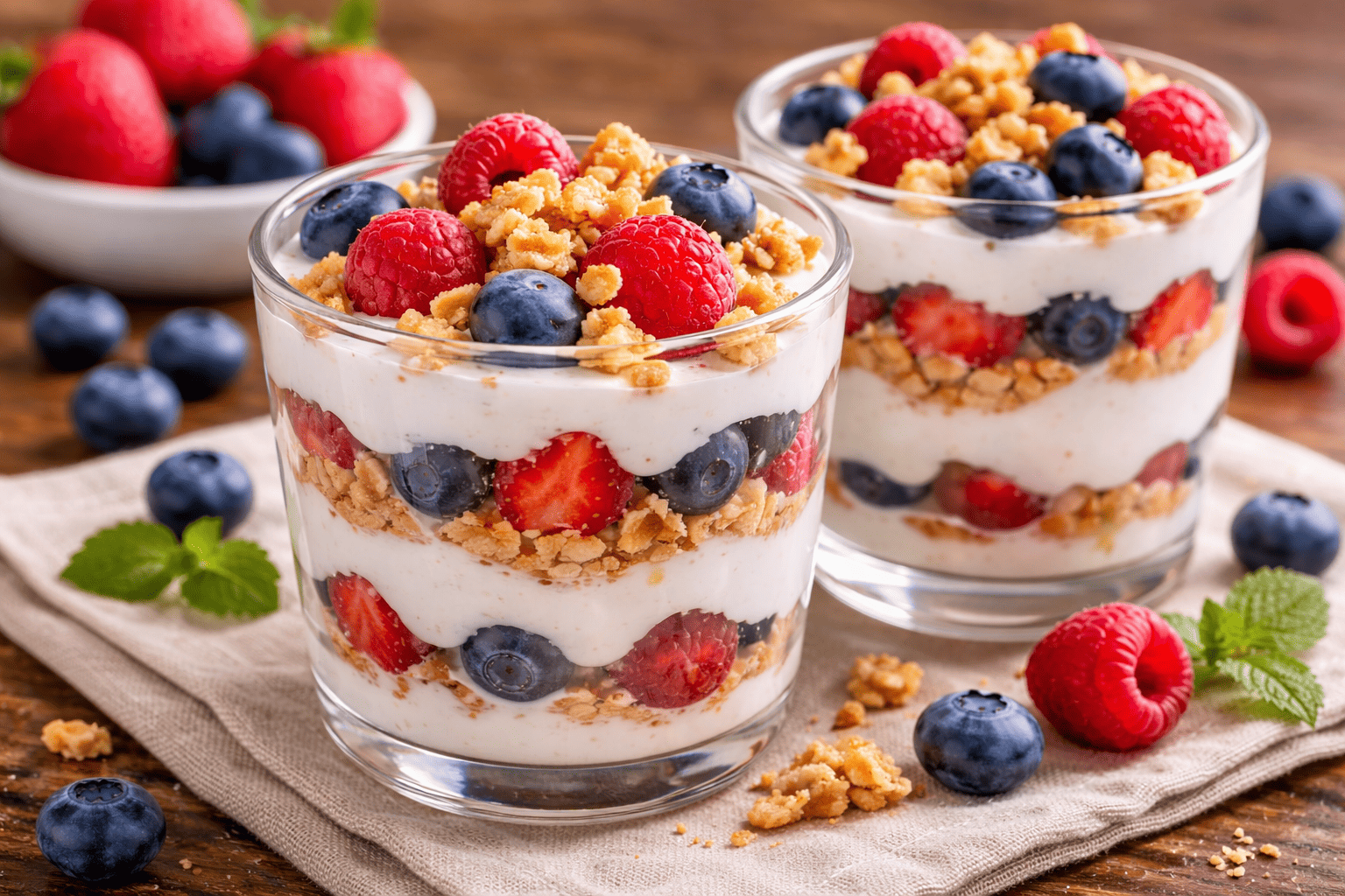 Jogurtinis desertas su uogomis, kuris dingsta nuo stalo akimirksniu