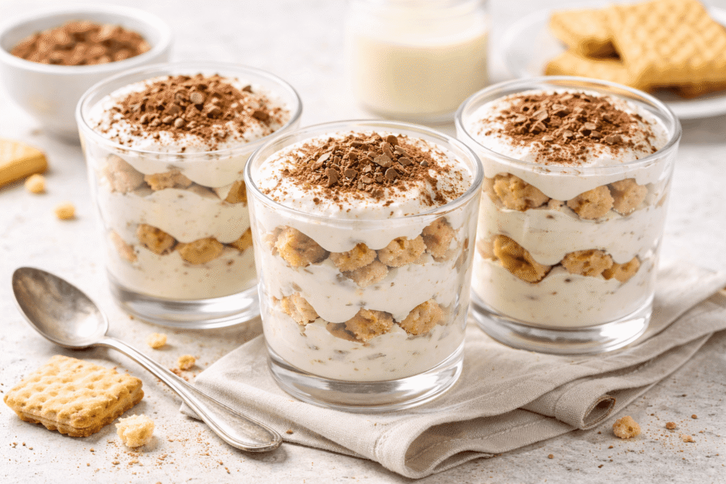 „Tinginio“ desertas stiklinėje – greitas saldumynas iš šaldytuvo