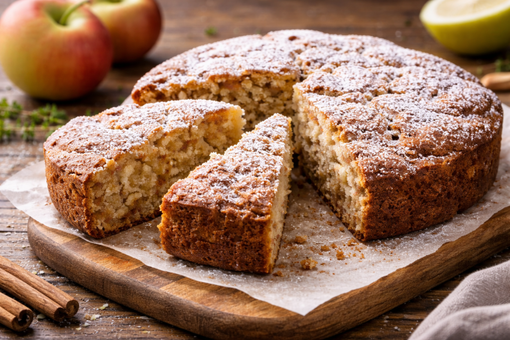 Tarkuotų obuolių pyragas – greitas desertas su vaikystės skoniu