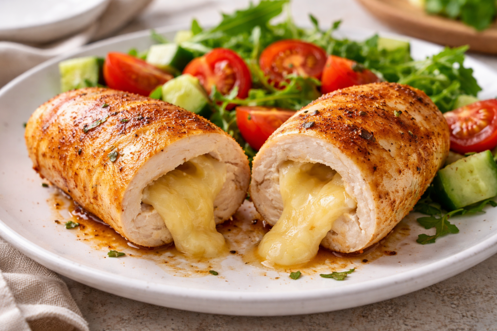 Greitas vištienos suktinukas su sūrio įdaru: pietūs be ilgo gaminimo