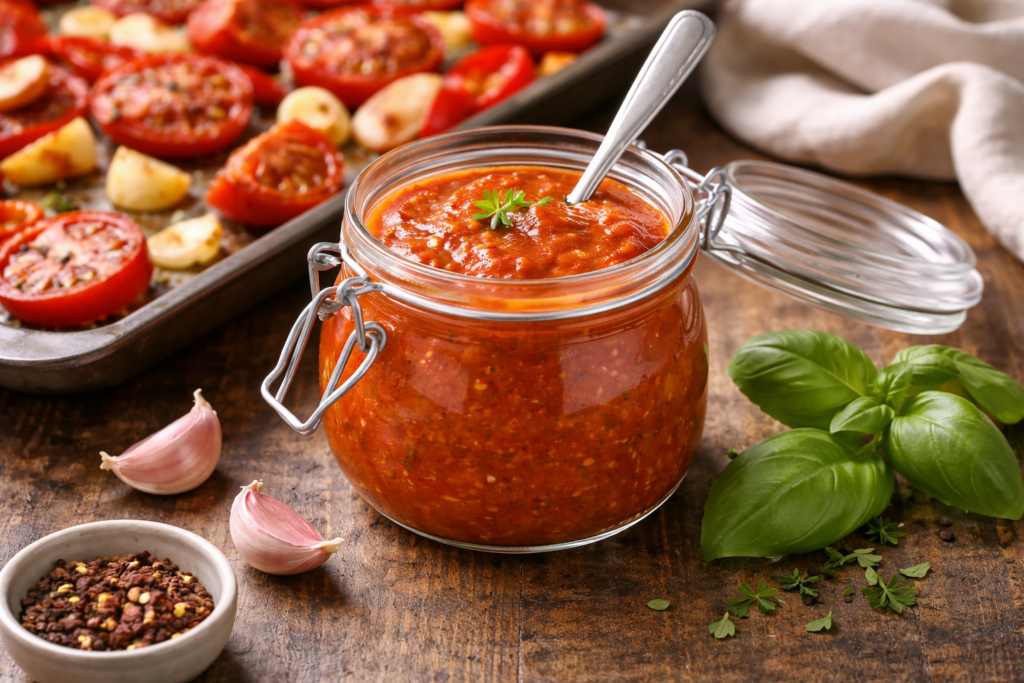 Naminis pomidorų padažas orkaitėje: tereikia vienos skardos ir kelių ingredientų