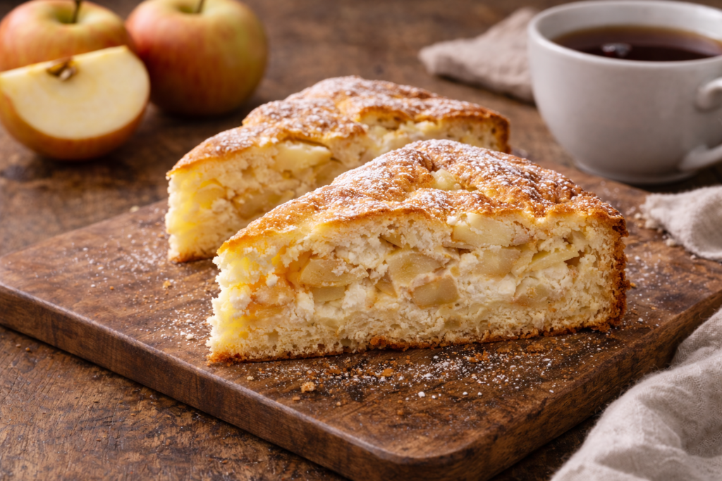 Obuolių pyragas su varške: purus desertas be sudėtingų žingsnių