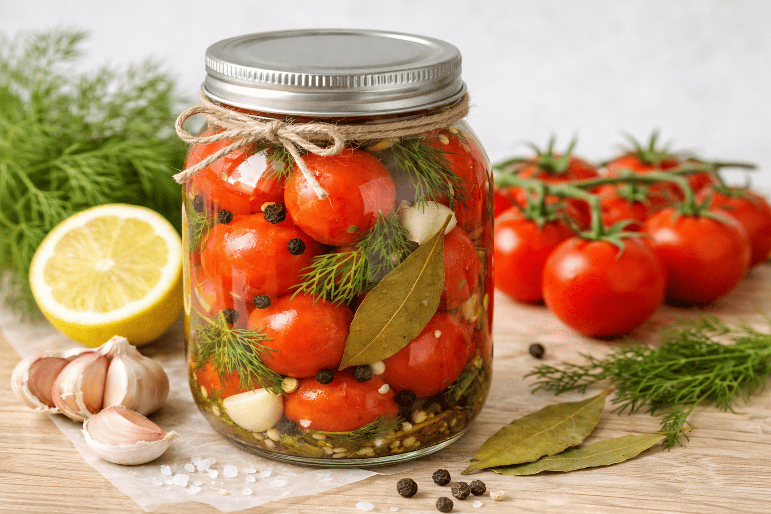 Marinuoti pomidorai be acto – švelnaus skonio receptas be aštrumo