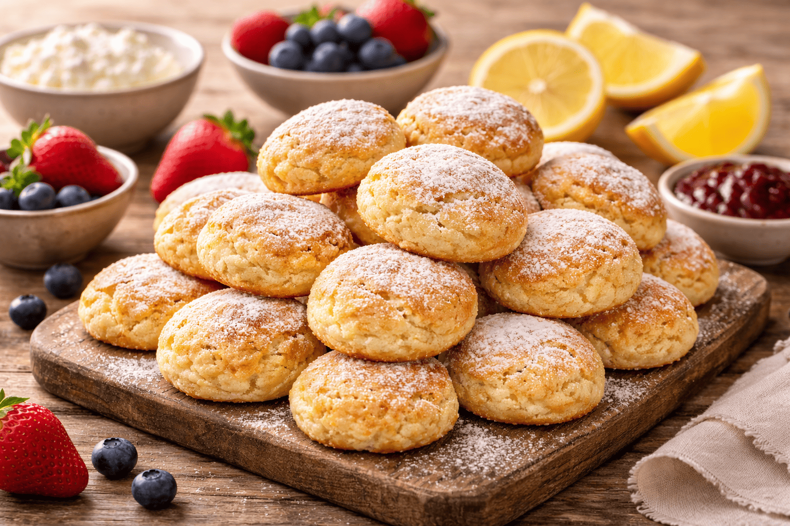 Minkšti varškės pyragaičiai, tirpstantys burnoje kaip debesėliai – be mielių ir be ilgo laukimo