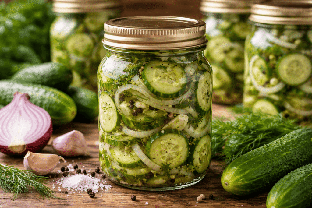 Paprastos agurkų salotos žiemai su svogūnais ir česnakais – traškus ir aromatingas užkandis