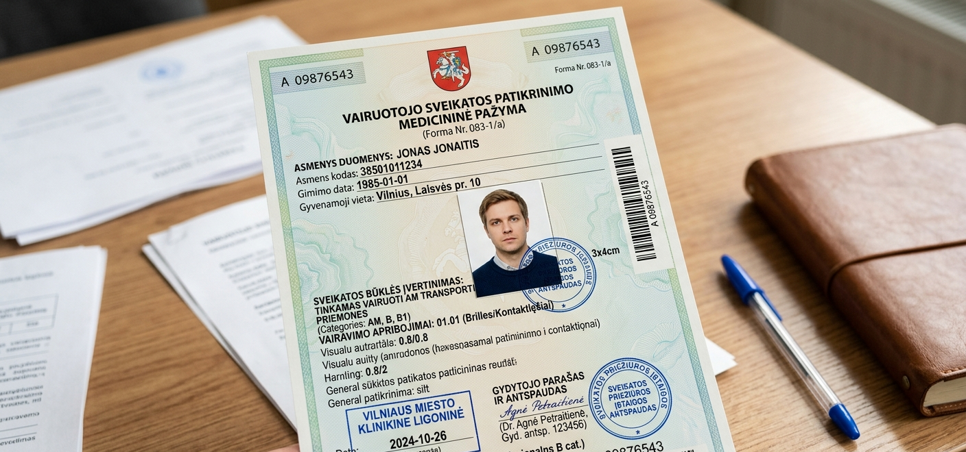 Kiek laiko galioja vairuotojo medicininė pažyma: kada reikia ją atnaujinti ir ką svarbu žinoti